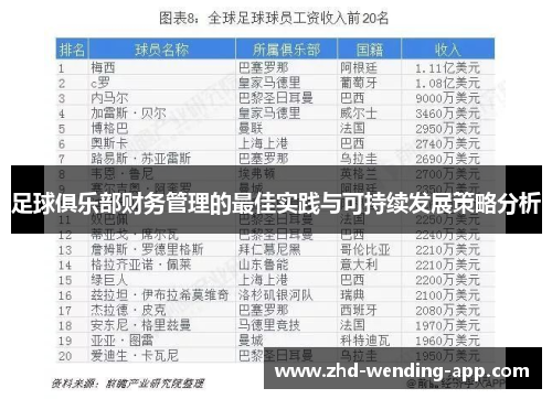 足球俱乐部财务管理的最佳实践与可持续发展策略分析